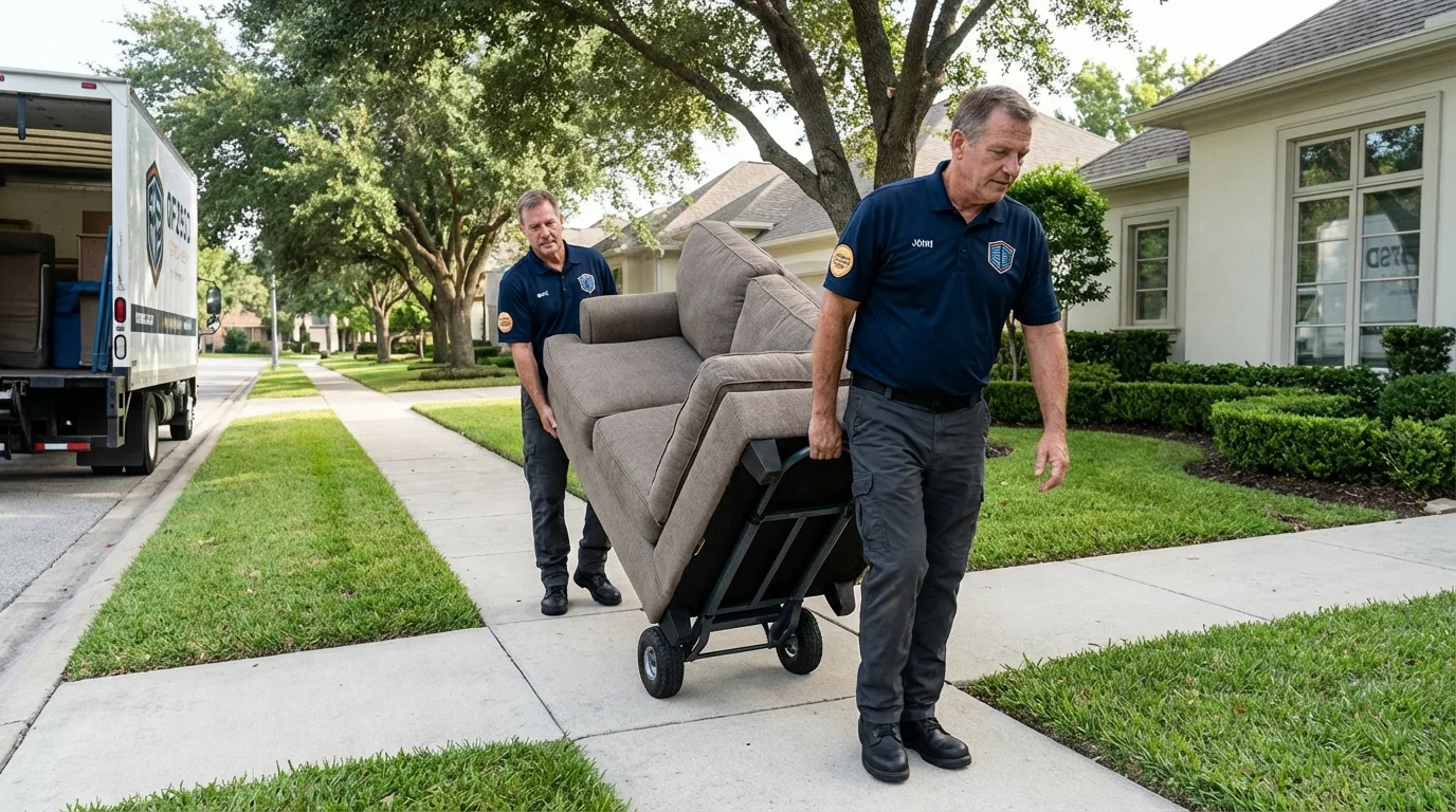 Local residential moving crew loading furniture in Kohler, WI